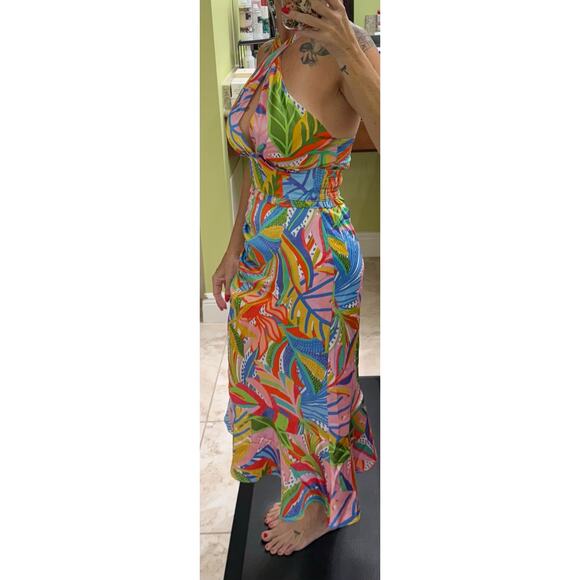SugarLips halter tie asymmetrical small criss cross front midi dress $108 retail - Picture 4 of 12